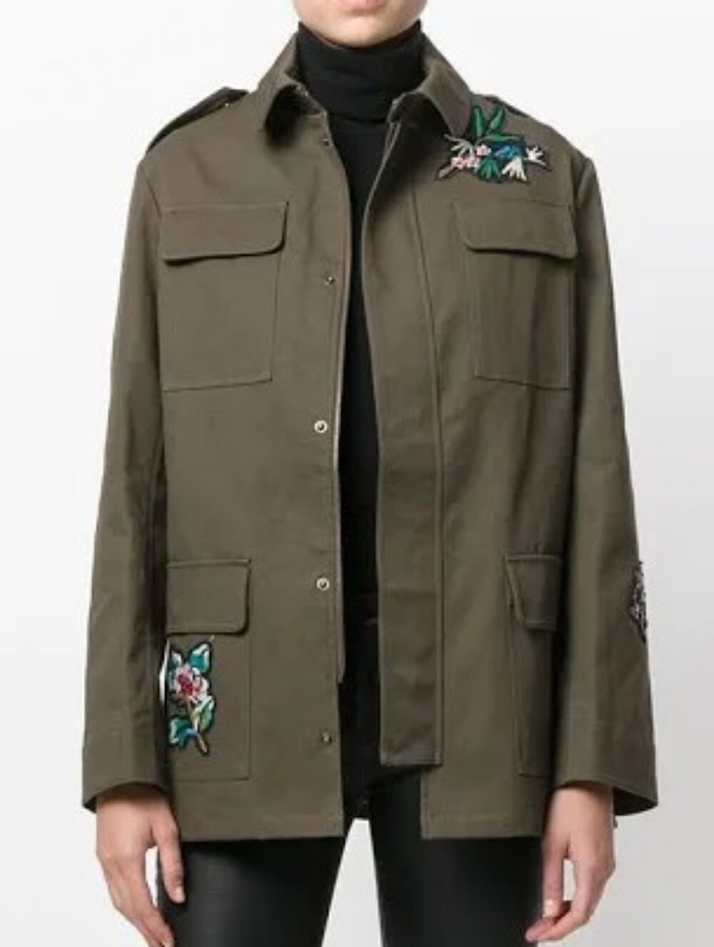 Valentino Women's Red valentino Gabardine Utility Jacket w/Embroidery Green Sz 6
